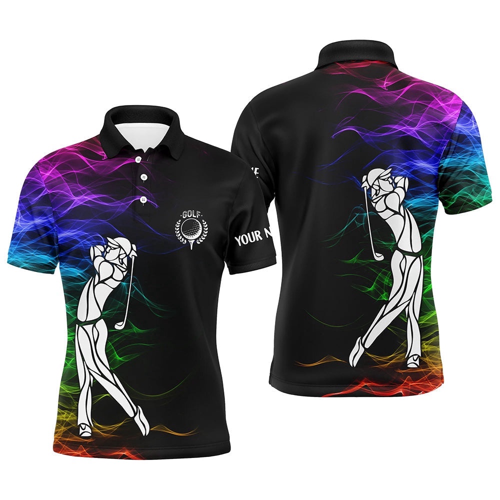 Personalized Colorful Rainbow Smoke Pattern Black Men’s Golf Polo Shirts Custom Golf Tops For Men’s, Golf Polo Shirt, Golf Shirts Personalized Colorful Rainbow Smoke Pattern Black Men’s Golf Polo Shirts Custom Golf Tops For Men’s, Golf Polo Shirt, Golf Shirts