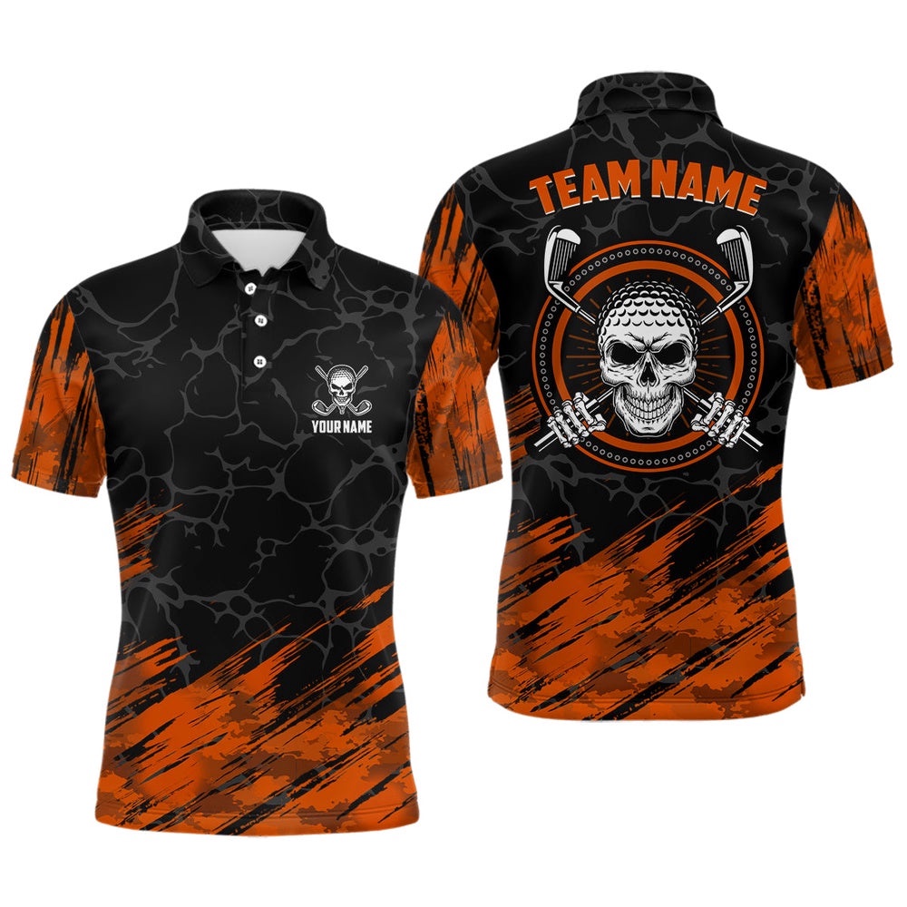 Personalized D All Over Print Skull Men’s Golf Polo Shirt, Orange & Black Golf Shirts For Men, Golf Polo Shirt, Golf Shirts Personalized D All Over Print Skull Men’s Golf Polo Shirt, Orange & Black Golf Shirts For Men, Golf Polo Shirt, Golf Shirts