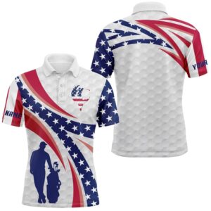 Personalized Golf Polo Shirts American Flag White…