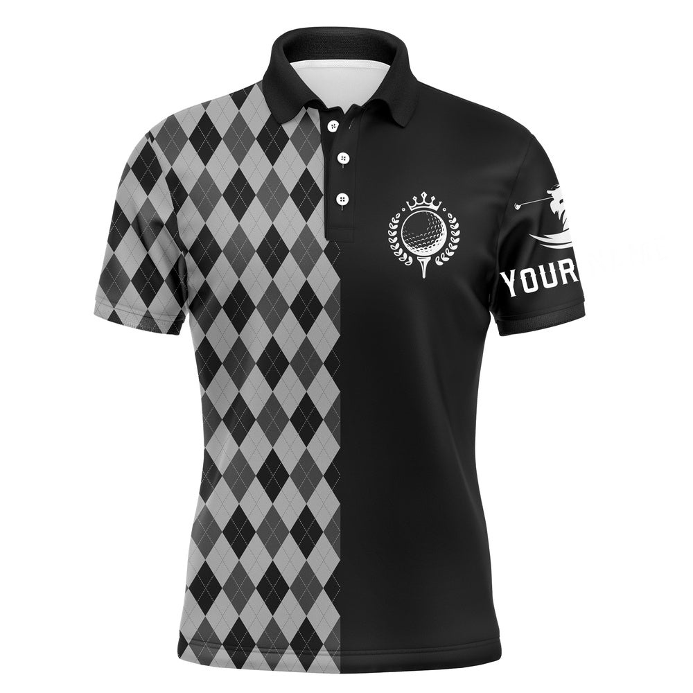 Personalized Golf Polo Shirts For Men Black Pattern Golf Upf Shirts, Gifts For Golf Lovers, Golf Polo Shirt, Golf Shirts