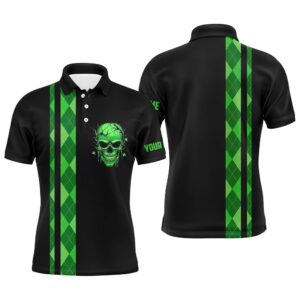Personalized Green Argyle Plaid Skull Men’s Custom…