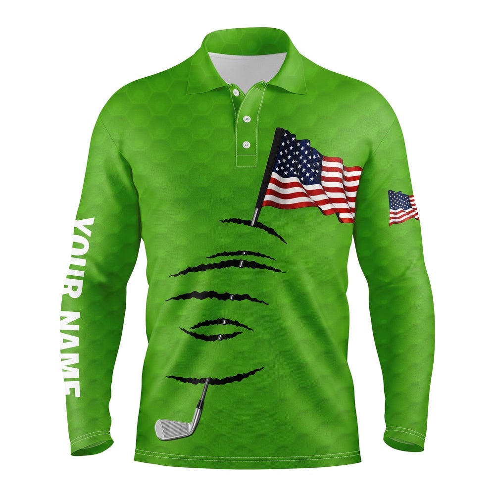 Personalized Green Golf Polos Shirt For Men American Flag Th July Custom Name Gifts For Golf Lovers, Golf Polo Shirt, Golf Shirts Personalized Green Golf Polos Shirt For Men American Flag Th July Custom Name Gifts For Golf Lovers, Golf Polo Shirt, Golf Shirts