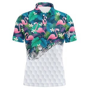 Personalized Green Tropical Colorful Flamingo Pattern Men’s…