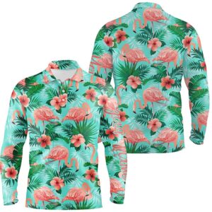 Personalized Green Tropical Pink Flamingo Pattern Custom Men s Men s Golf Wears Golf Polo Shirt Golf Shirts 2 bggpum.jpg