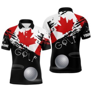 Personalized Grunge Canada Flag Men’s Golf Polo…