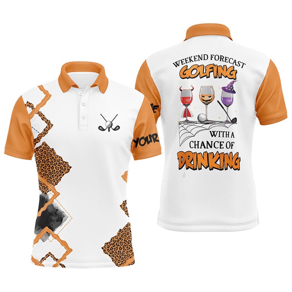 Personalized Leopard Halloween Men’s Golf Polo Shirts Weekend Forecast Golfing With Chance Of Drinking, Golf Polo Shirt, Golf Shirts Personalized Leopard Halloween Men’s Golf Polo Shirts Weekend Forecast Golfing With Chance Of Drinking, Golf Polo Shirt, Golf Shirts