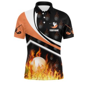 Personalized Men’s Golf Ball Fire Flame Orange…