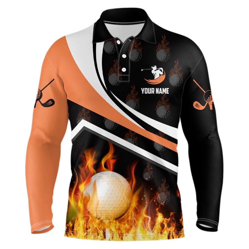 Personalized Men’s Golf Ball Fire Flame Orange Style Custom Golf Shirts For Men, Golf Polo Shirt, Golf Shirts Personalized Men’s Golf Ball Fire Flame Orange Style Custom Golf Shirts For Men, Golf Polo Shirt, Golf Shirts
