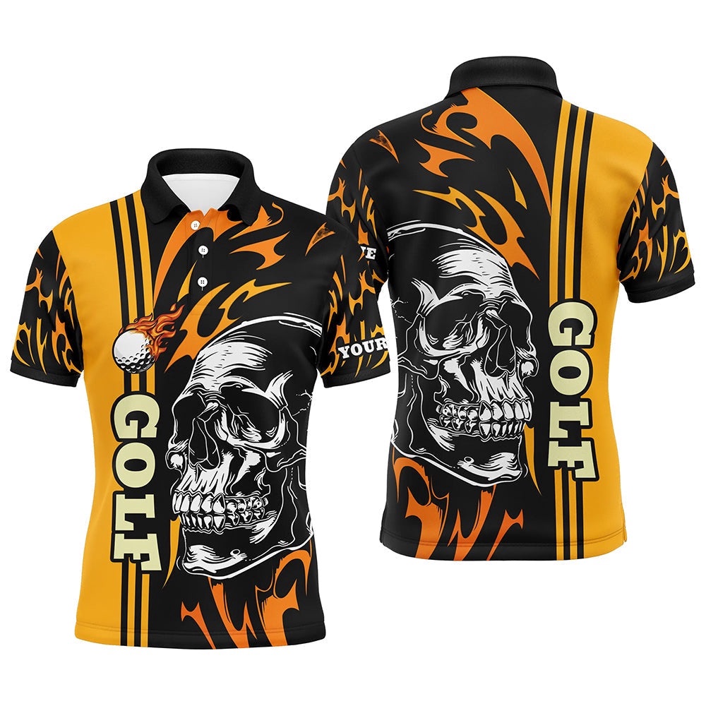 Personalized Men’s Golf Polo Shirts Custom Black And Yellow Skull Golf Top For Men’s, Golf Polo Shirt, Golf Shirts Personalized Men’s Golf Polo Shirts Custom Black And Yellow Skull Golf Top For Men’s, Golf Polo Shirt, Golf Shirts
