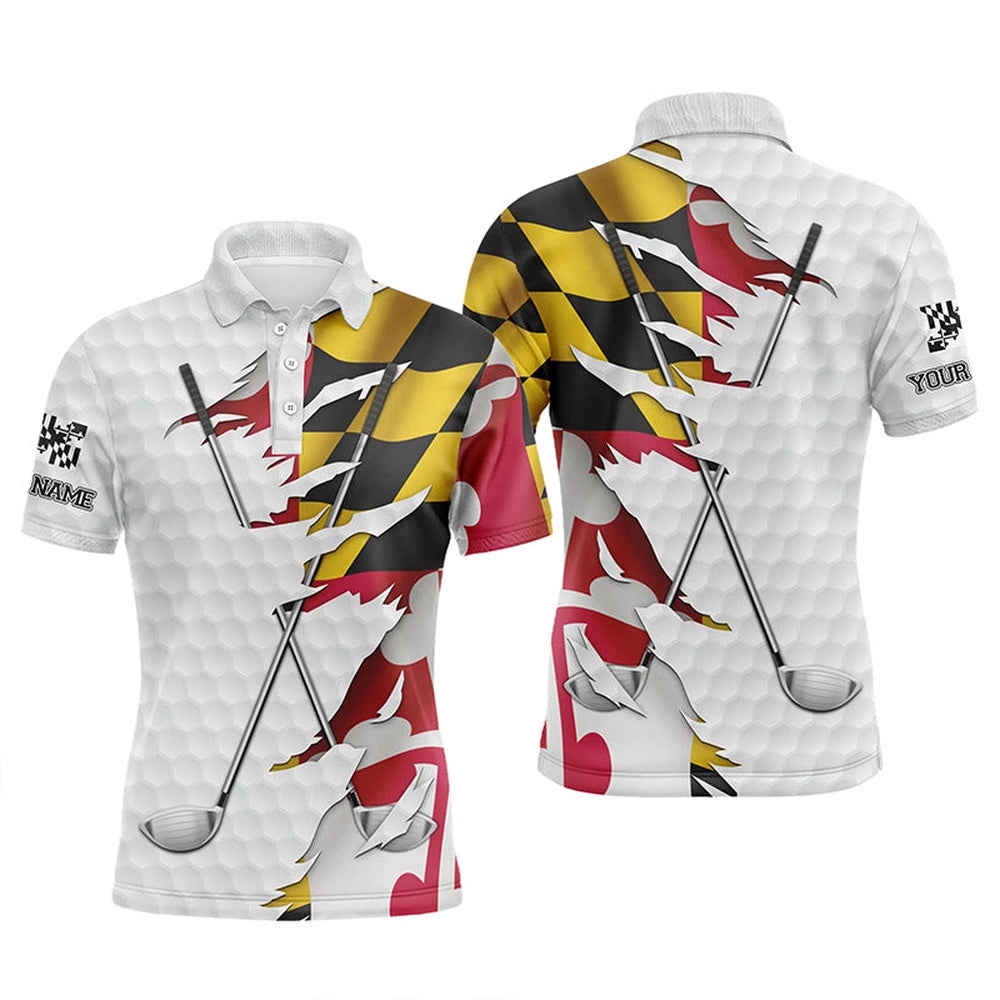 Personalized Men’s Golf Polo Shirts Custom White Golf Ball Skin Maryland Flag Patriot Men’s Golf Apparel, Golf Polo Shirt, Golf Shirts Personalized Men’s Golf Polo Shirts Custom White Golf Ball Skin Maryland Flag Patriot Men’s Golf Apparel, Golf Polo Shirt, Golf Shirts