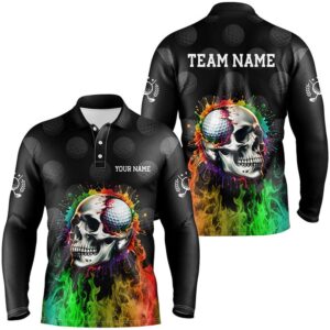 Personalized Men s Golf Polos Shirts Custom Rainbow Flame Skull Fire Black Golf Apparel For Men Golf Polo Shirt Golf Shirts 2 m98scs.jpg
