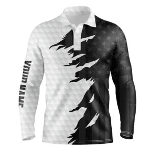 Personalized Men s Golf Polos Shirts Custom White Golf Ball Skin Black American Flag Men s Golf Apparel Golf Polo Shirt Golf Shirts 2 dcqzxl.jpg