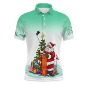 Personalized Mint Christmas Santa Golf Men’s Polo…