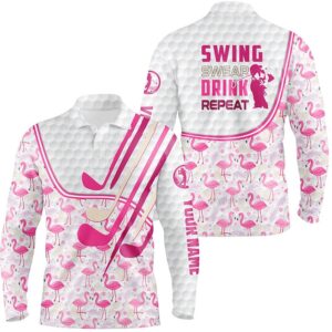 Personalized Pink Flamingo Pattern Golf Clubs Polo Shirt For Men Custom Swing Swear Drink Repeat Golf Polo Shirt Golf Shirts 2 omlikk.jpg
