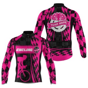 Personalized Pink Men Cycling Team Jersey Biking…