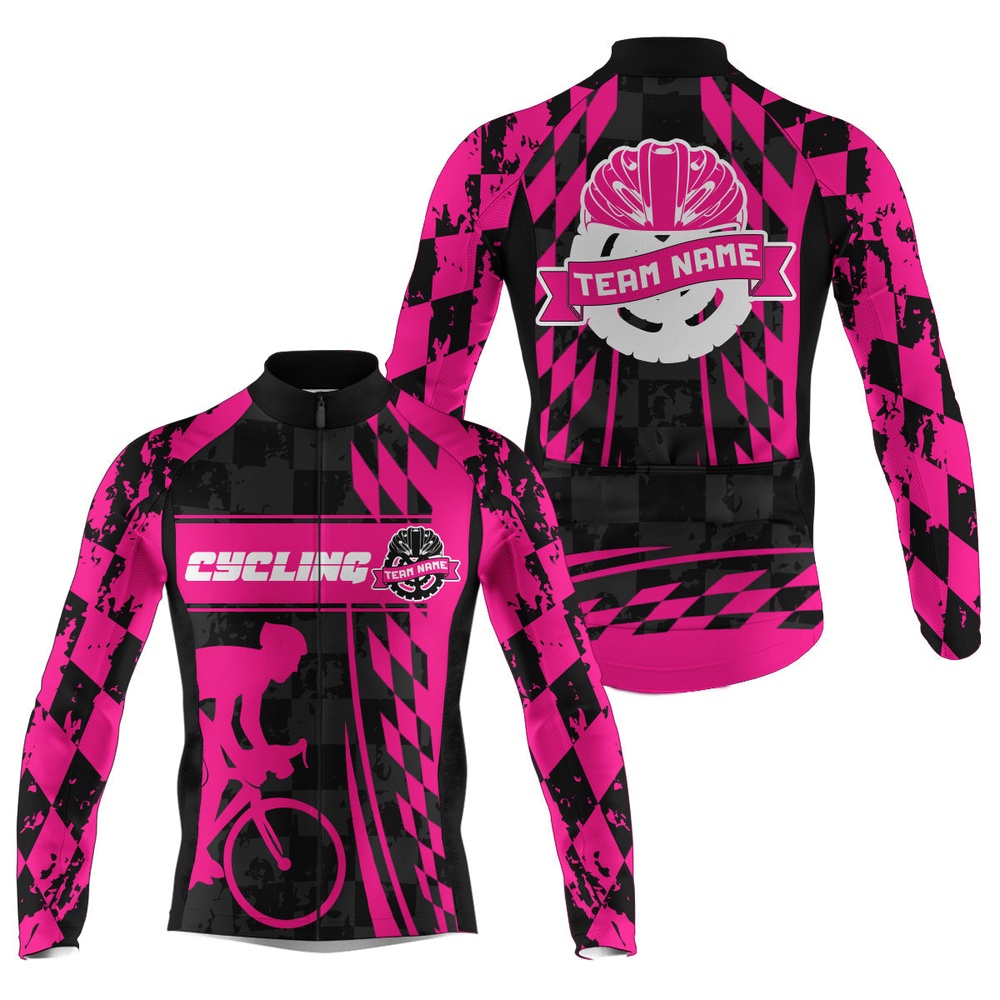 Personalized Pink Men Cycling Team Jersey Biking Athletes Racewear Anti Uv Road Racing Cycle Gear, Custom Mono Cycling Jersey