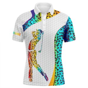 Personalized Rainbow Neon Leopard Golf White Men’s…