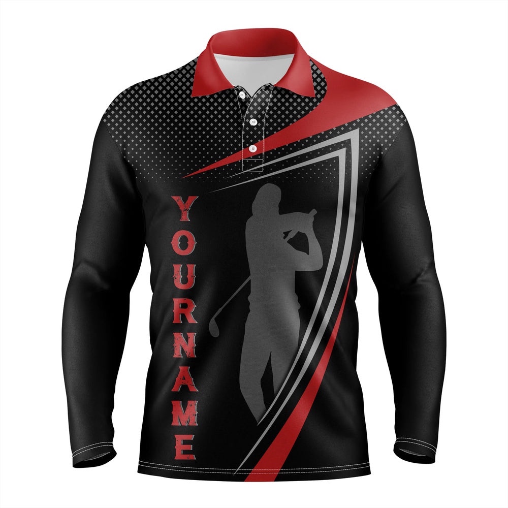 Personalized Red And Black Sports Golf Custom Polo Shirt, Golfer Silhouette Best Golf Shirt For Men, Golf Polo Shirt, Golf Shirts Personalized Red And Black Sports Golf Custom Polo Shirt, Golfer Silhouette Best Golf Shirt For Men, Golf Polo Shirt, Golf Shirts