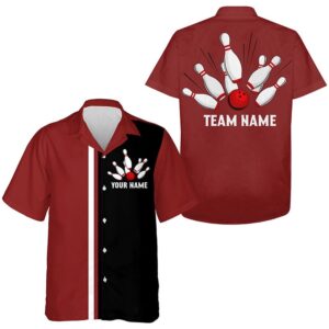 Personalized Red White And Black Retro Bowling…