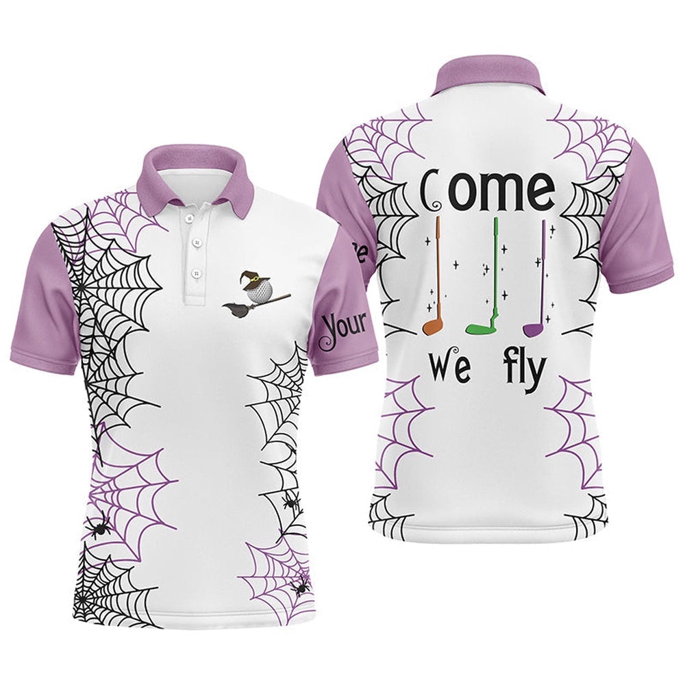 Personalized Spider Web Halloween Men’s Golf Polo Shirts Come We Fly Golf Clubs Polo Shirts Purple, Golf Polo Shirt, Golf Shirts Personalized Spider Web Halloween Men’s Golf Polo Shirts Come We Fly Golf Clubs Polo Shirts Purple, Golf Polo Shirt, Golf Shirts