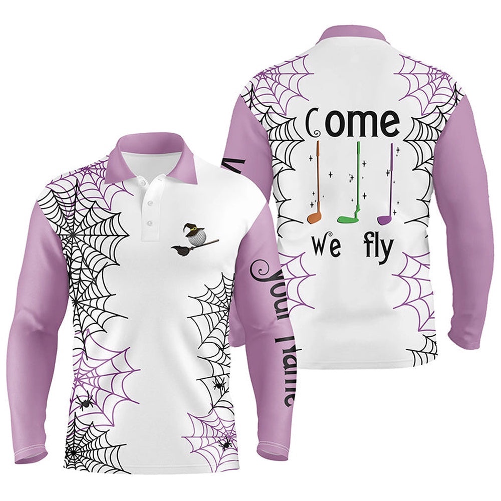 Personalized Spider Web Halloween Men’s Golf Polo Shirts Come We Fly Golf Clubs Polo Shirts Purple, Golf Polo Shirt, Golf Shirts Personalized Spider Web Halloween Men’s Golf Polo Shirts Come We Fly Golf Clubs Polo Shirts Purple, Golf Polo Shirt, Golf Shirts