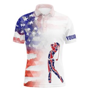 Personalized Watercolor American Flag Patriot Golf White…