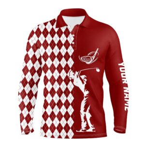 Personalized White Argyle Plaid Pattern Men s Custom Red Golf Tops For Men s Golf Polo Shirt Golf Shirts 2 po3o7m.jpg