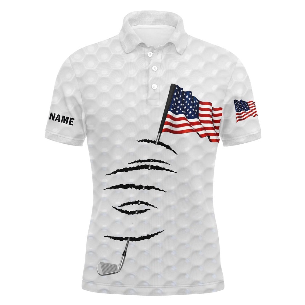 Personalized White Golf Polos Shirt For Men American Flag Th July Custom Name Gifts For Golf Lovers, Golf Polo Shirt, Golf Shirts Personalized White Golf Polos Shirt For Men American Flag Th July Custom Name Gifts For Golf Lovers, Golf Polo Shirt, Golf Shirts