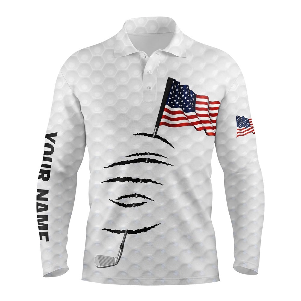 Personalized White Golf Polos Shirt For Men American Flag Th July Custom Name Gifts For Golf Lovers, Golf Polo Shirt, Golf Shirts Personalized White Golf Polos Shirt For Men American Flag Th July Custom Name Gifts For Golf Lovers, Golf Polo Shirt, Golf Shirts