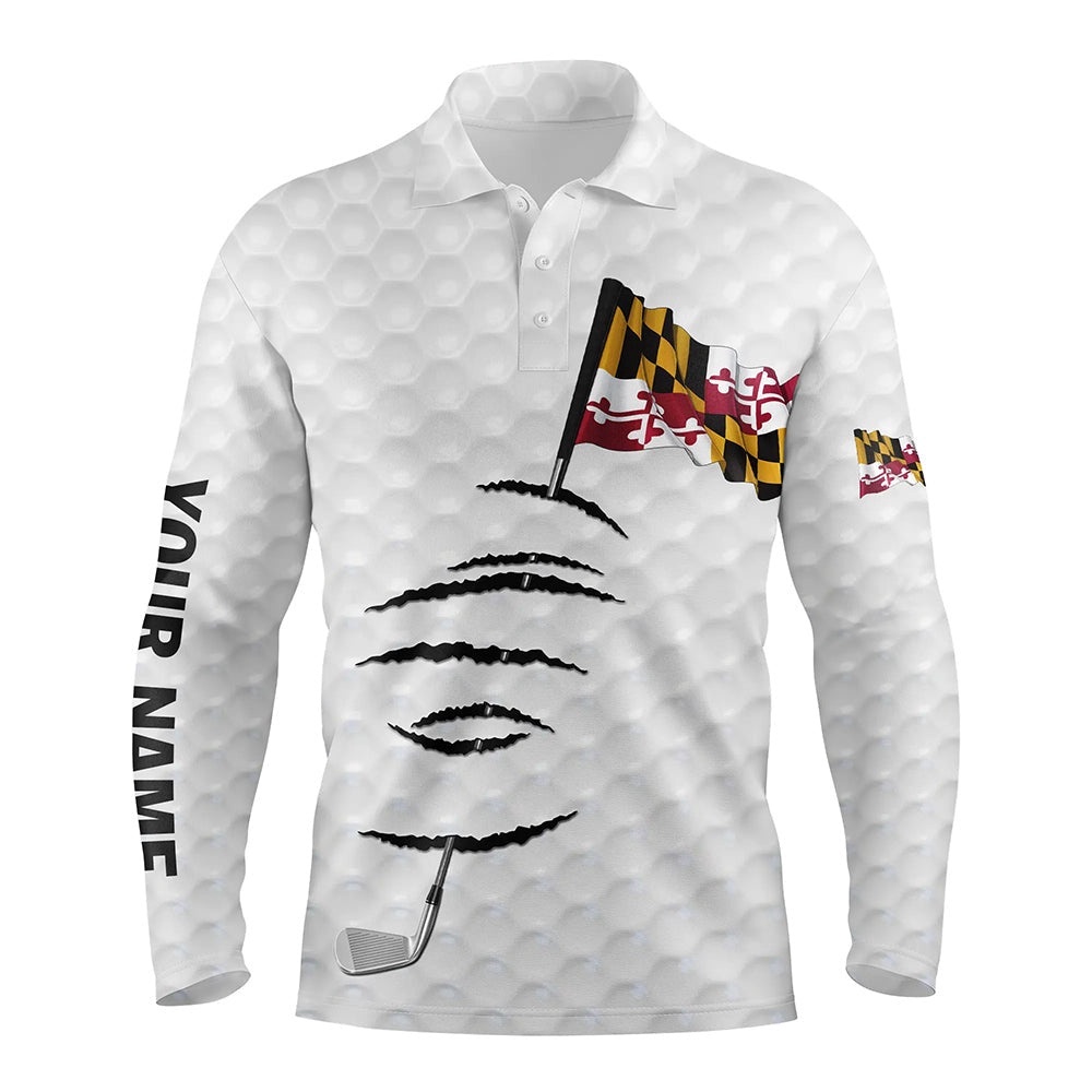 Personalized White Golf Polos Shirt For Men Maryland Flag Patriotic Custom Name Gifts For Golf Lovers, Golf Polo Shirt, Golf Shirts Personalized White Golf Polos Shirt For Men Maryland Flag Patriotic Custom Name Gifts For Golf Lovers, Golf Polo Shirt, Golf Shirts