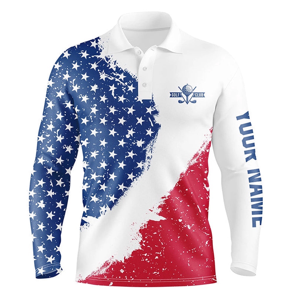 Personalized White Golf Polos Shirts For Men’s American Flag Th July Custom Men’s Golf Apparel, Golf Polo Shirt, Golf Shirts Personalized White Golf Polos Shirts For Men’s American Flag Th July Custom Men’s Golf Apparel, Golf Polo Shirt, Golf Shirts
