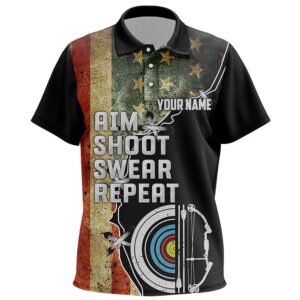Personalzied Aim Shoot Swear Repeat Archey Polo…