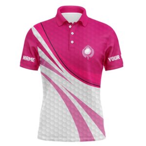 Pink And White Golf Shirt Custom Name…