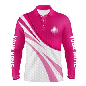 Pink And White Golf Shirt Custom Name Men s Men s Pink Golf Polo Golfer Gifts Golf Polo Shirt Golf Shirts 2 iazvxj.jpg
