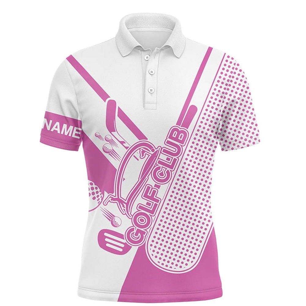 Pink And White Men’s Golf Polo Shirts Custom Golf Club Attire For Men For Men’s, Golf Polo Shirt, Golf Shirts Pink And White Men’s Golf Polo Shirts Custom Golf Club Attire For Men For Men’s, Golf Polo Shirt, Golf Shirts