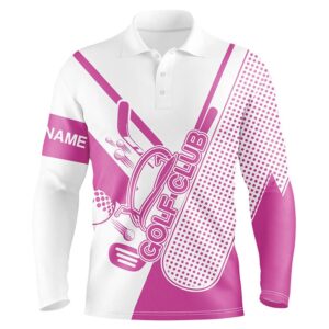 Pink And White Men s Golf Polo Shirts Custom Golf Club Attire For Men For Men s Golf Polo Shirt Golf Shirts 2 hwokwe.jpg