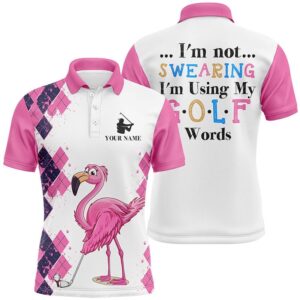 Pink Argyle Pattern Flamingo Custom Men’s Golf…