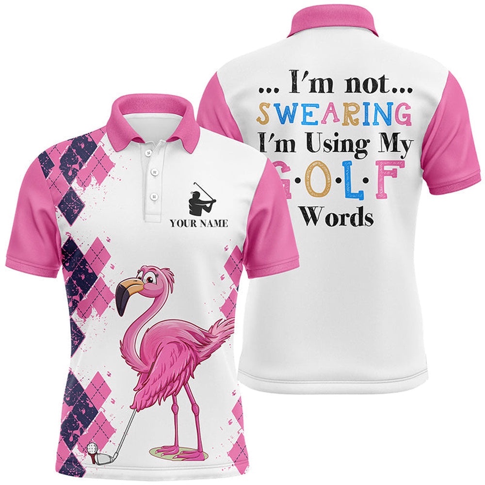 Pink Argyle Pattern Flamingo Custom Men’s Golf Polo Shirts I’m Not Swearing, I’m Using My Golf Words, Golf Polo Shirt, Golf Shirts Pink Argyle Pattern Flamingo Custom Men’s Golf Polo Shirts I’m Not Swearing, I’m Using My Golf Words, Golf Polo Shirt, Golf Shirts
