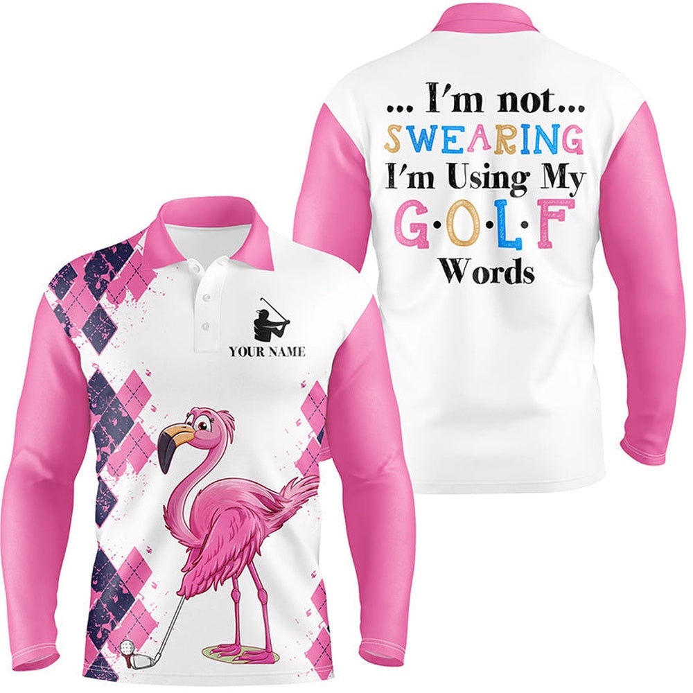 Pink Argyle Pattern Flamingo Custom Men’s Golf Polo Shirts I’m Not Swearing, I’m Using My Golf Words, Golf Polo Shirt, Golf Shirts Pink Argyle Pattern Flamingo Custom Men’s Golf Polo Shirts I’m Not Swearing, I’m Using My Golf Words, Golf Polo Shirt, Golf Shirts