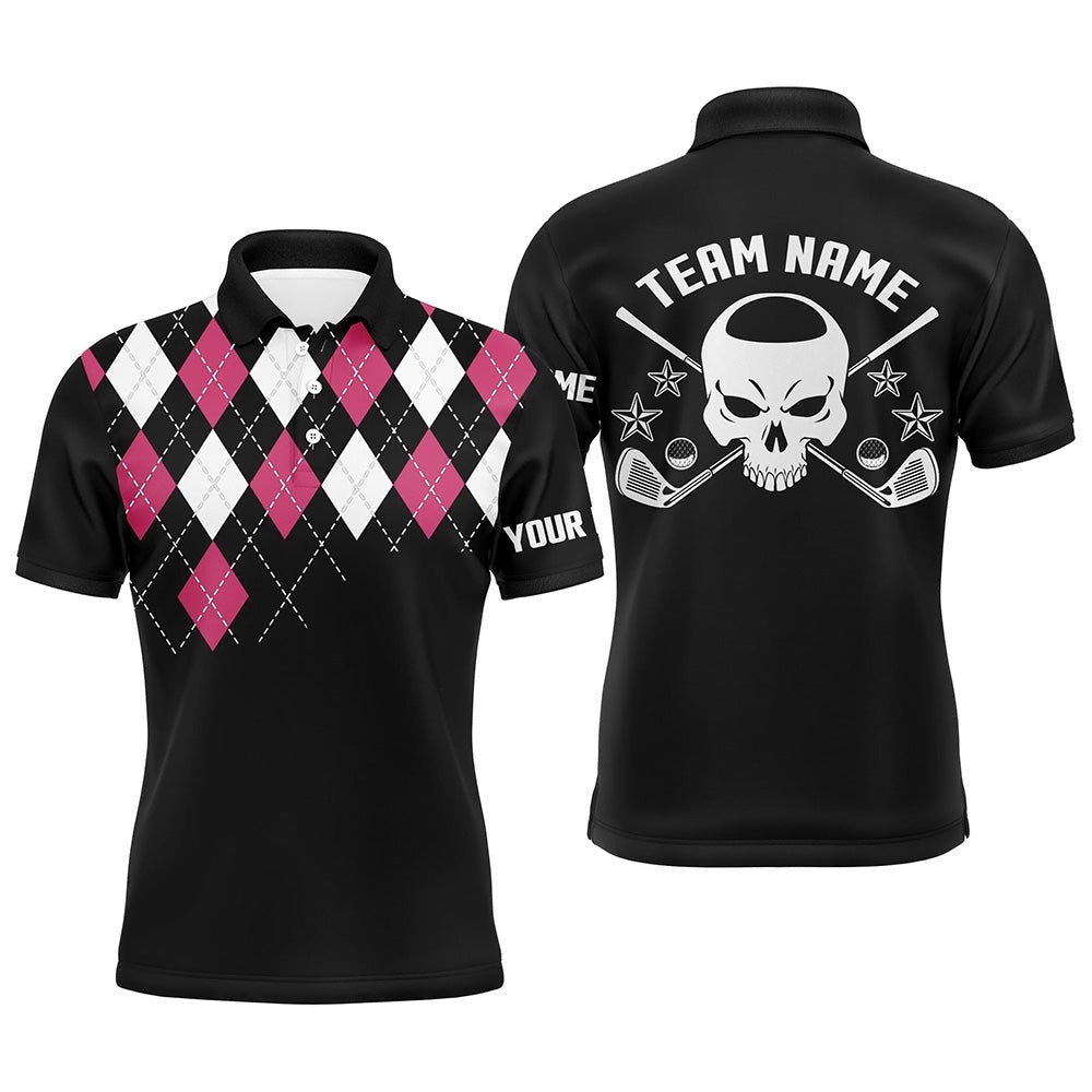 Pink Argyle Pattern Men’s Customized Skull Golf Shirts For Men, Golfer Gifts, Golf Polo Shirt, Golf Shirts Pink Argyle Pattern Men’s Customized Skull Golf Shirts For Men, Golfer Gifts, Golf Polo Shirt, Golf Shirts