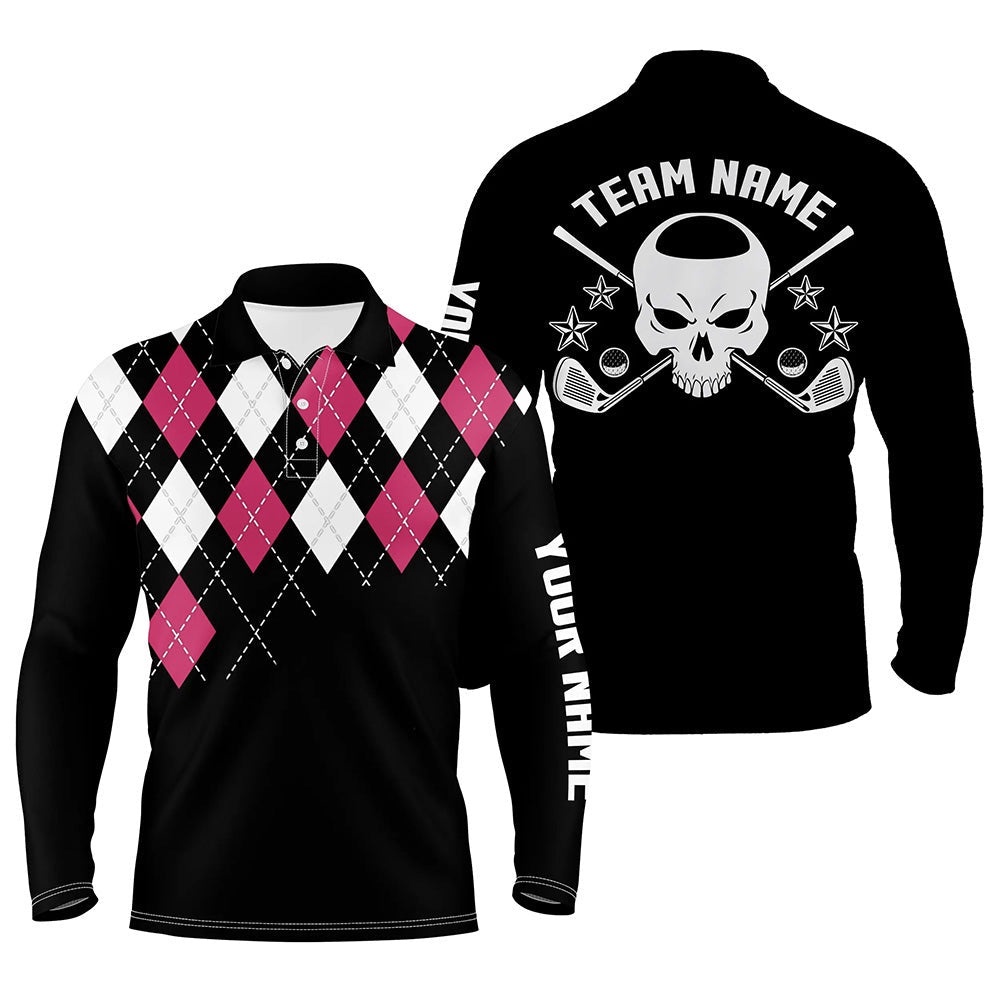 Pink Argyle Pattern Men’s Customized Skull Golf Shirts For Men, Golfer Gifts, Golf Polo Shirt, Golf Shirts Pink Argyle Pattern Men’s Customized Skull Golf Shirts For Men, Golfer Gifts, Golf Polo Shirt, Golf Shirts