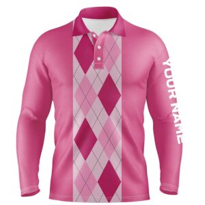 Pink Argyle Plaid Pattern Men s Golf Polo Shirt Custom Golf Polos Shirt For Men Golf Polo Shirt Golf Shirts 2 i5ccig.jpg