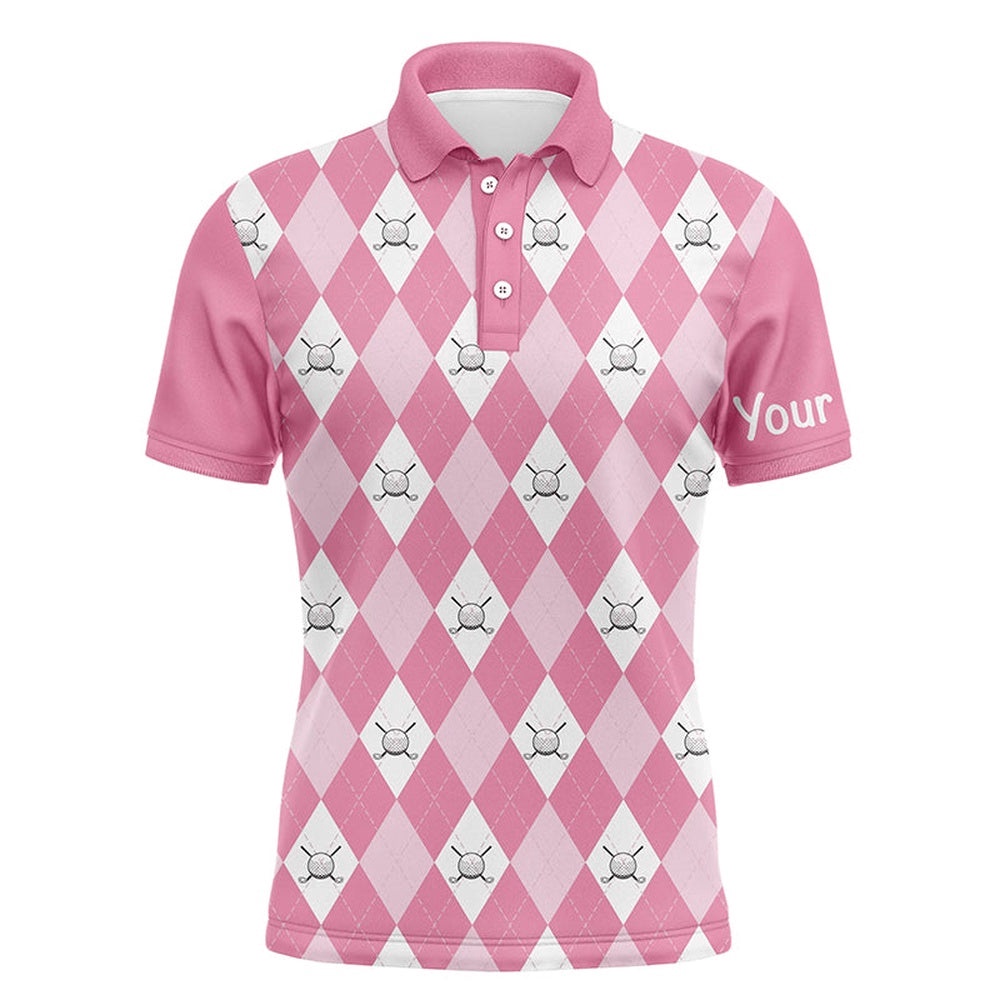 Pink Argyle Plaid Pattern Men’s Golf Polos Shirts Custom Golf Shirts For Men, Golf Polo Shirt, Golf Shirts Pink Argyle Plaid Pattern Men’s Golf Polos Shirts Custom Golf Shirts For Men, Golf Polo Shirt, Golf Shirts