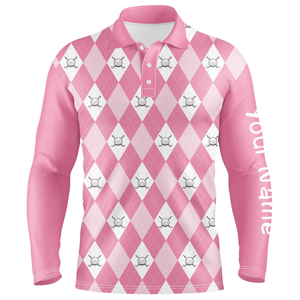 Pink Argyle Plaid Pattern Men’s Golf Polos Shirts Custom Golf Shirts For Men, Golf Polo Shirt, Golf Shirts Pink Argyle Plaid Pattern Men’s Golf Polos Shirts Custom Golf Shirts For Men, Golf Polo Shirt, Golf Shirts