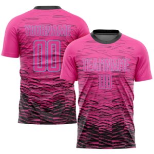 Pink Black Light Blue Sublimation Soccer Uniform…