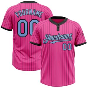 Pink Black Pinstripe Light Blue Two Button…
