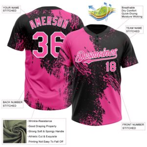 Pink Black White 3D Pattern Abstract Brush Stroke Two Button Unisex Softball Jersey Custom Team Softball Jersey 3 ylzvhx.jpg