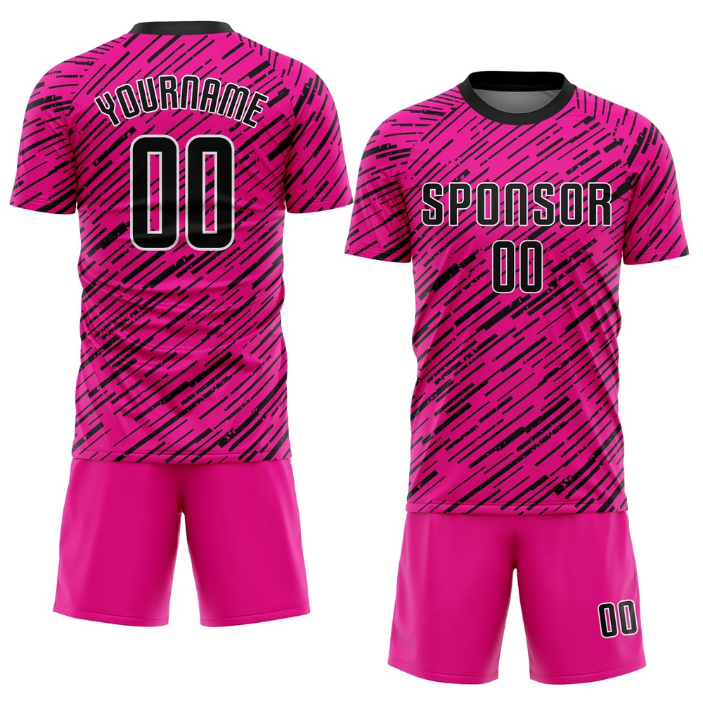 Pink Black White Sublimation Soccer Uniform Jersey, Custom Team Soccer Jersey Shirt Pink Black White Sublimation Soccer Uniform Jersey, Custom Team Soccer Jersey Shirt