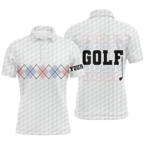 Pink Blue Argyle Pattern Men’s Golf Polo…
