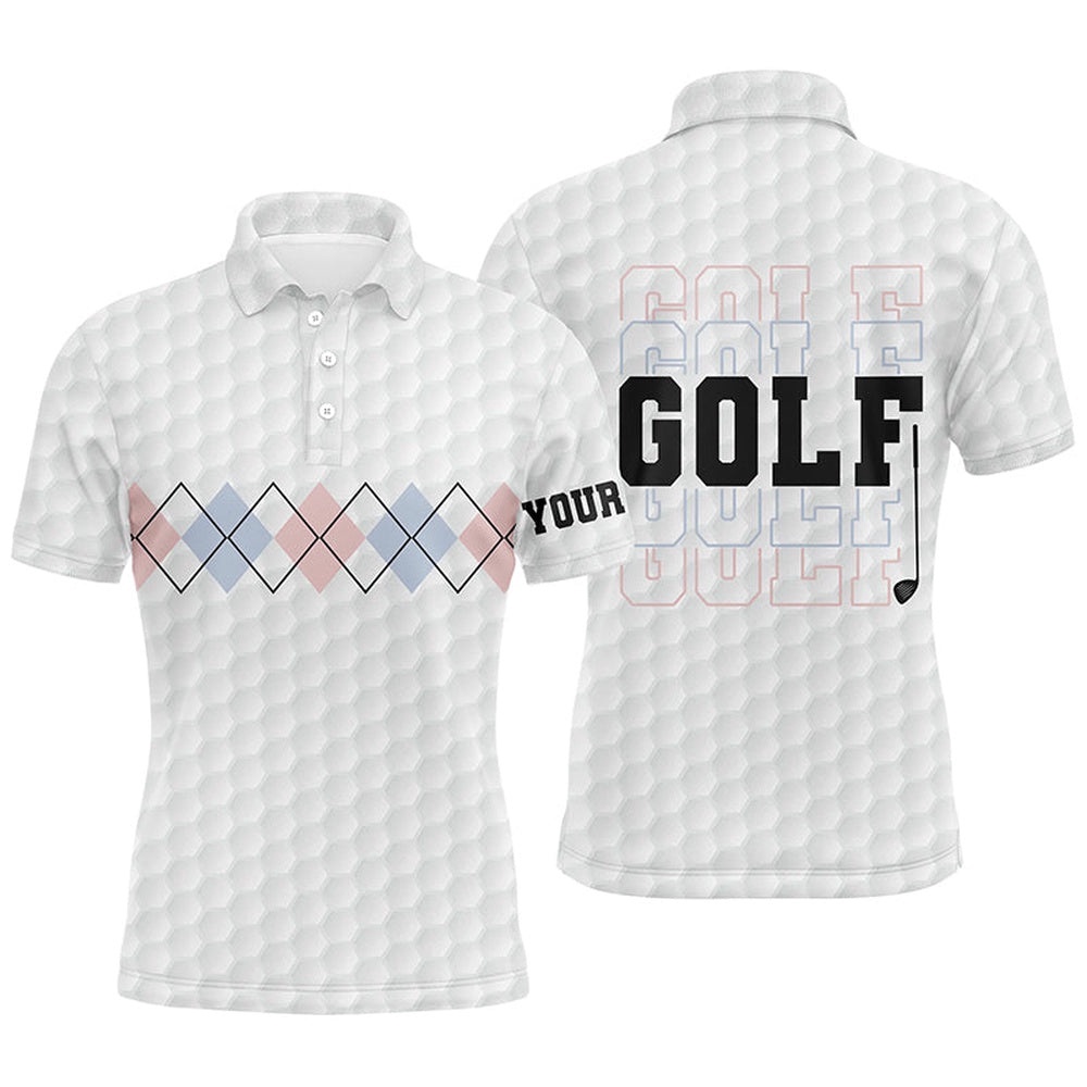 Pink Blue Argyle Pattern Men’s Golf Polo Shirts Custom Cool White Golf Shirts For Men Golf Gifts, Golf Polo Shirt, Golf Shirts Pink Blue Argyle Pattern Men’s Golf Polo Shirts Custom Cool White Golf Shirts For Men Golf Gifts, Golf Polo Shirt, Golf Shirts